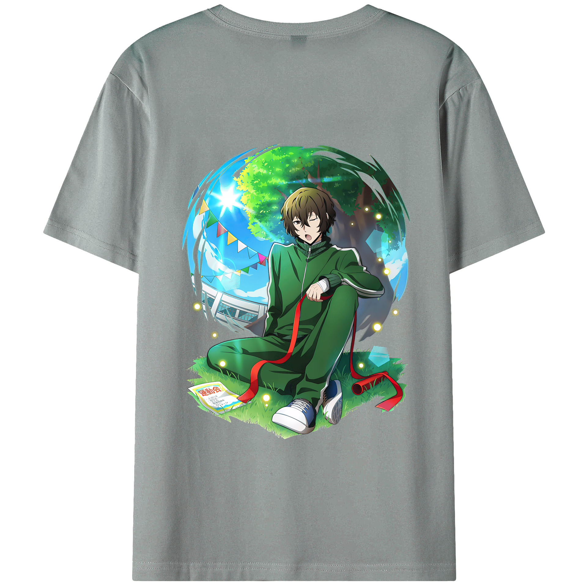 （画像用） 文豪ストレイドッグス Bungo Stray Dogs 綿100％ メンズ半袖Tシャツ（バックプリント） 通気性